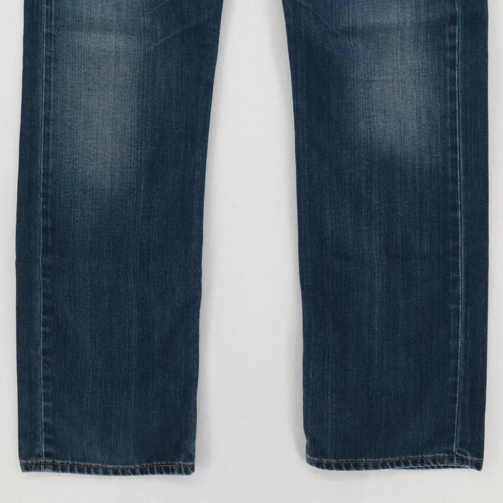 Levis 501 Original Fit Mens Jeans 34x34 Dark Blue Denim Button Fly Straight Leg